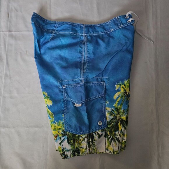 Old Navy Men's Blue/Green Tropical Print Swim Board Shorts Size Medium - Picture 5 of 14